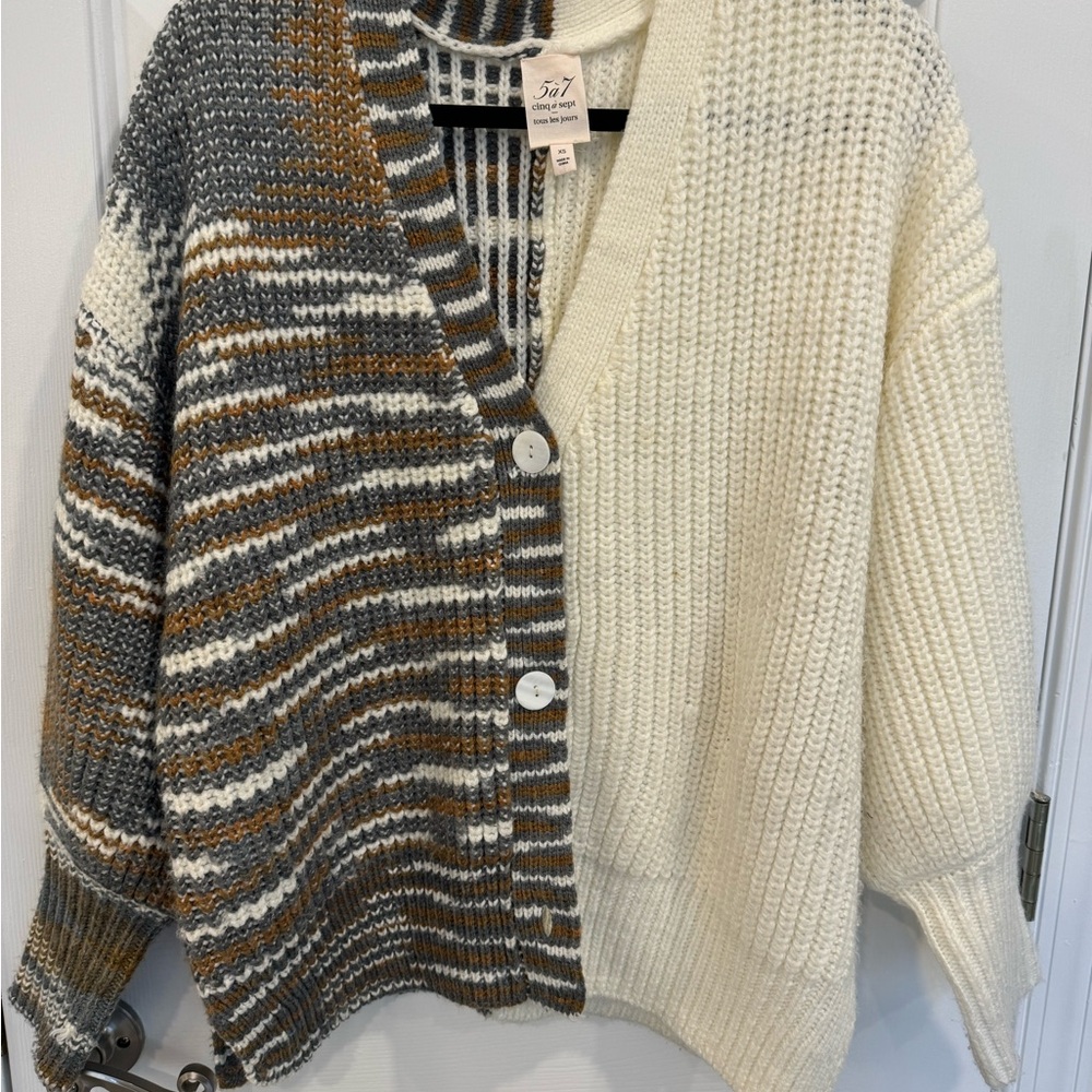 Cinq a Sept Anabella Colorblock Two-Tone Knit Cardigan
